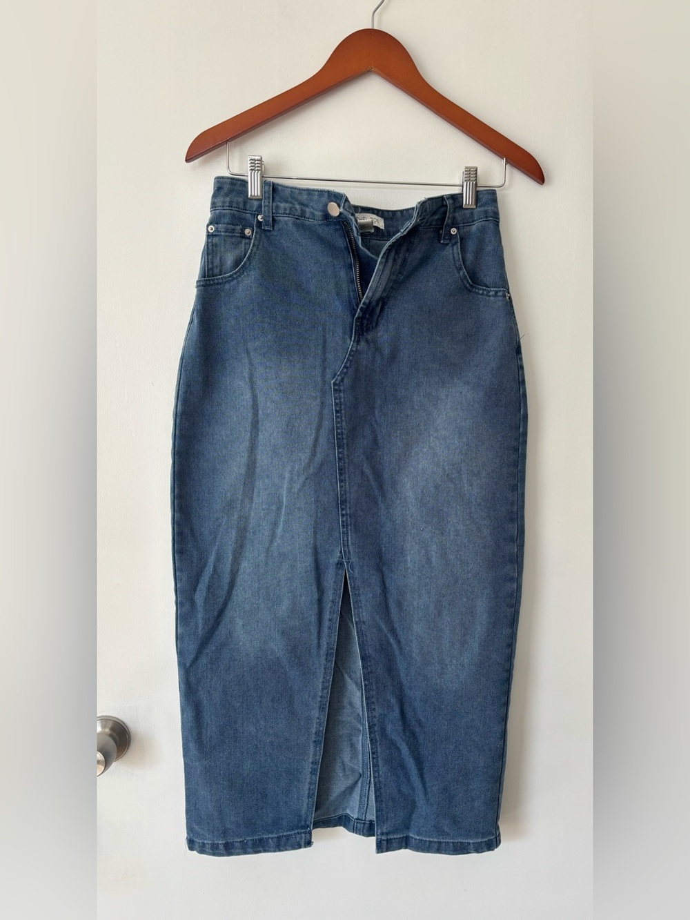 Rachel Zoe Women Blue Denim Cotton Blend Maxi Skirt Size 2